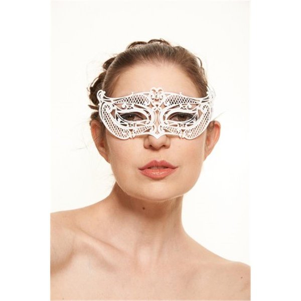 Kayso White with Clear Rhinestones Luxurious Laser Cut Metal Masquerade Mask One Size BD007WH